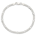 Sterling Silver 4mm Pav‚ Flat Figaro Chain