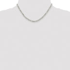 Sterling Silver Rhodium-plated 4mm Pav‚ Flat Figaro Chain