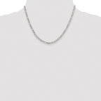 Sterling Silver Rhodium-plated 4mm Pav‚ Flat Figaro Chain