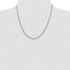 Sterling Silver Rhodium-plated 4mm Pav‚ Flat Figaro Chain