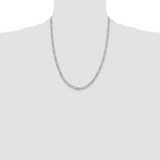 Sterling Silver Rhodium-plated 4mm Pav‚ Flat Figaro Chain