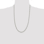Sterling Silver Rhodium-plated 4mm Pav‚ Flat Figaro Chain