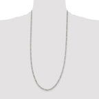 Sterling Silver Rhodium-plated 4mm Pave Flat Figaro Chain