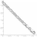 Sterling Silver Rhodium-plated 4mm Pav‚ Flat Figaro Chain