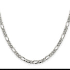 Sterling Silver 4.3mm Pav‚ Flat Figaro Chain
