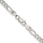 Sterling Silver 4.3mm Pav‚ Flat Figaro Chain