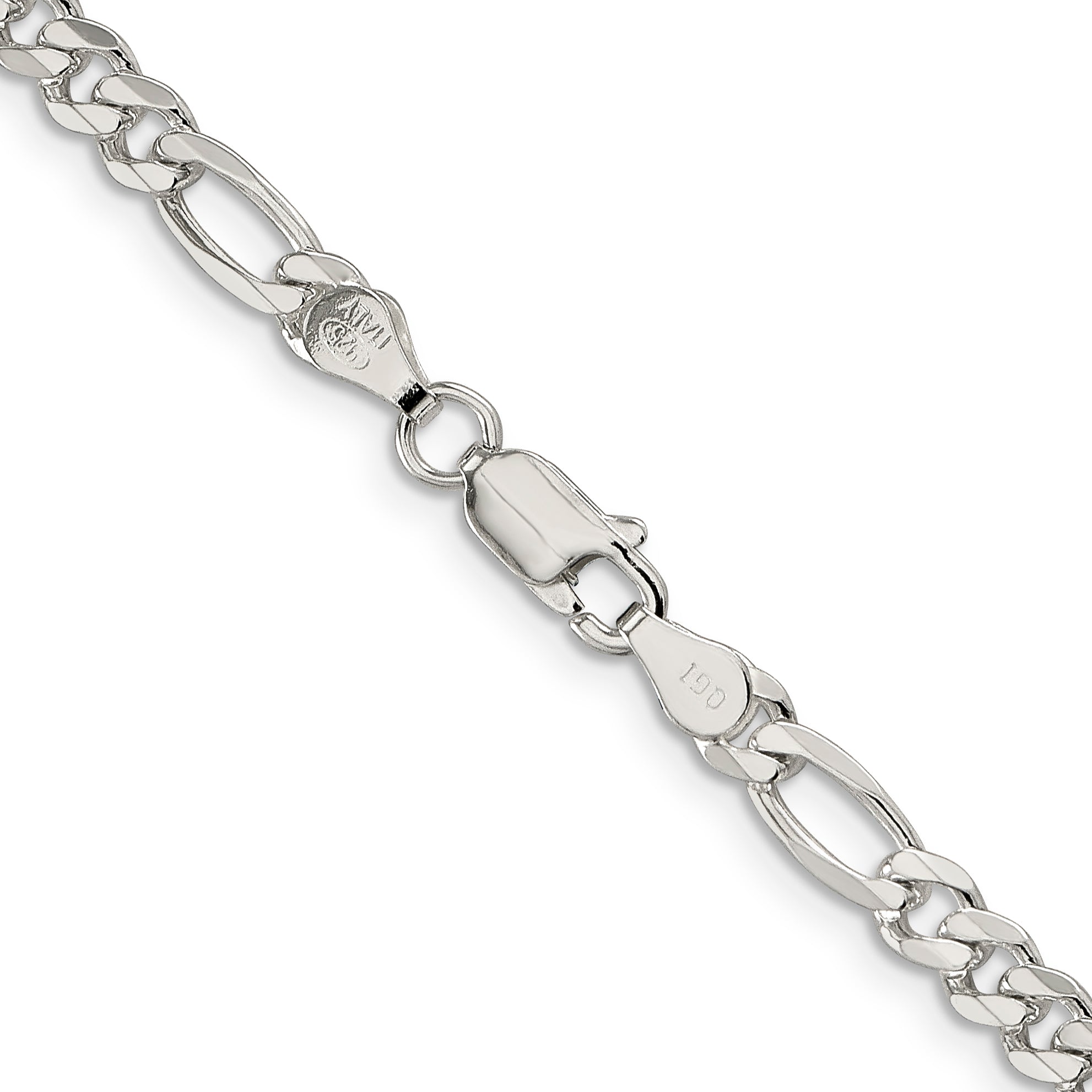 Sterling Silver 4.3mm Pav‚ Flat Figaro Chain