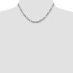 Sterling Silver 4.3mm Pav‚ Flat Figaro Chain