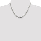 Sterling Silver 4.3mm Pav‚ Flat Figaro Chain
