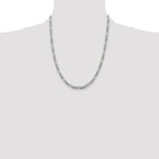 Sterling Silver 4.3mm Pav‚ Flat Figaro Chain