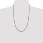 Sterling Silver 4.3mm Pav‚ Flat Figaro Chain