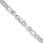 Sterling Silver Rhodium-plated 4.3mm Pav‚ Flat Figaro Chain