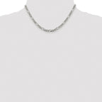 Sterling Silver Rhodium-plated 4.3mm Pav‚ Flat Figaro Chain