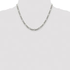 Sterling Silver Rhodium-plated 4.3mm Pav‚ Flat Figaro Chain