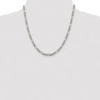 Sterling Silver Rhodium-plated 4.3mm Pav‚ Flat Figaro Chain