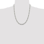 Sterling Silver Rhodium-plated 4.3mm Pav‚ Flat Figaro Chain