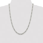 Sterling Silver Rhodium-plated 4.3mm Pav‚ Flat Figaro Chain