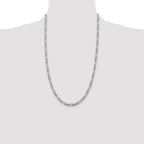 Sterling Silver Rhodium-plated 4.3mm Pav‚ Flat Figaro Chain