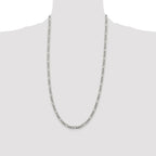 Sterling Silver Rhodium-plated 4.3mm Pav‚ Flat Figaro Chain