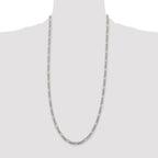 Sterling Silver Rhodium-plated 4.3mm Pav‚ Flat Figaro Chain