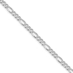 Sterling Silver Rhodium-plated 4.3mm Pav‚ Flat Figaro Chain