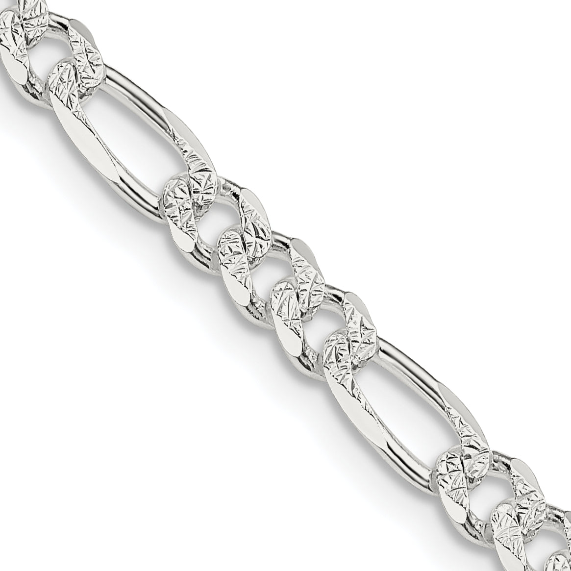 Pavé Flat Figaro Chain in Sterling Silver Secondary image