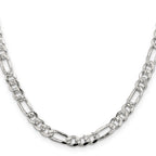 Sterling Silver 5.5mm Pav‚ Flat Figaro Chain