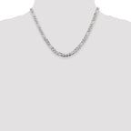 Sterling Silver 5.5mm Pav‚ Flat Figaro Chain