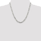 Sterling Silver 5.5mm Pav‚ Flat Figaro Chain