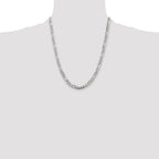 Sterling Silver 5.5mm Pav‚ Flat Figaro Chain