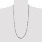 Sterling Silver 5.5mm Pav‚ Flat Figaro Chain