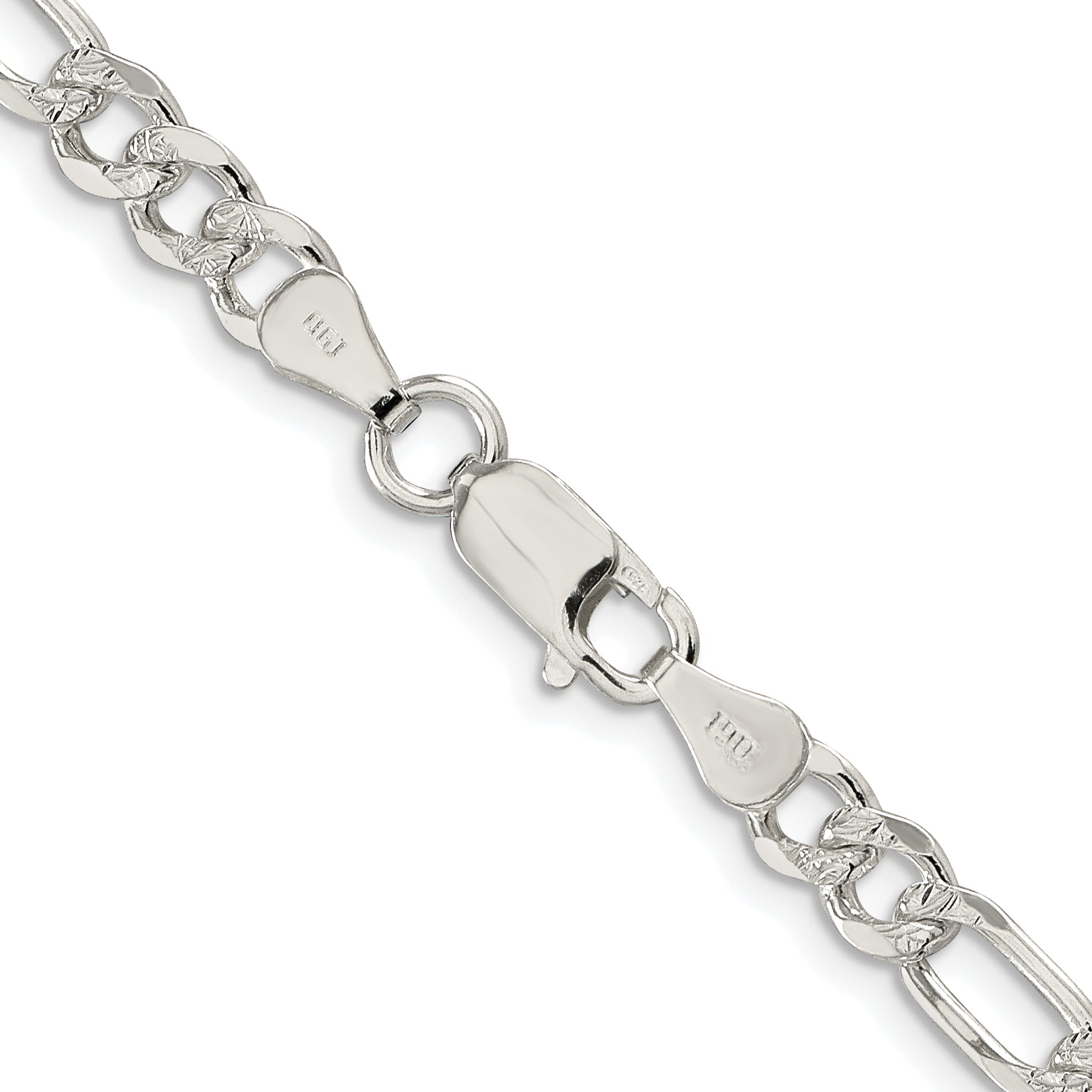 Sterling Silver Rhodium-plated 5.5mm Pav‚ Flat Figaro Chain