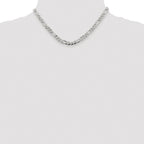 Sterling Silver Rhodium-plated 5.5mm Pav‚ Flat Figaro Chain