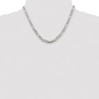 Sterling Silver Rhodium-plated 5.5mm Pav‚ Flat Figaro Chain
