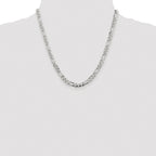 Sterling Silver Rhodium-plated 5.5mm Pav‚ Flat Figaro Chain