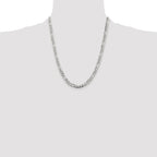 Sterling Silver Rhodium-plated 5.5mm Pav‚ Flat Figaro Chain