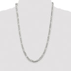 Sterling Silver Rhodium-plated 5.5mm Pav‚ Flat Figaro Chain