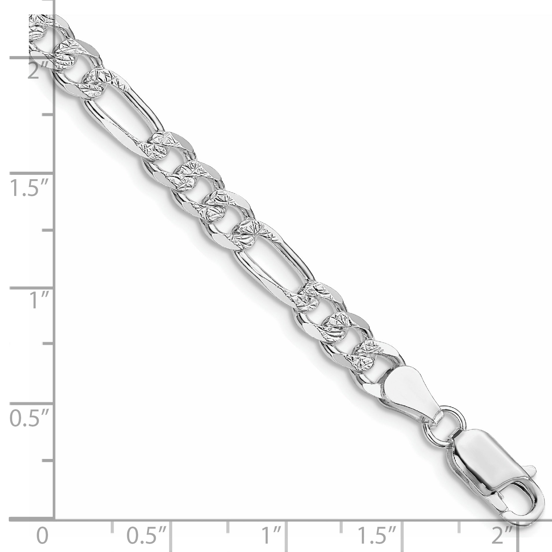 Sterling Silver Rhodium-plated 5.5mm Pav‚ Flat Figaro Chain