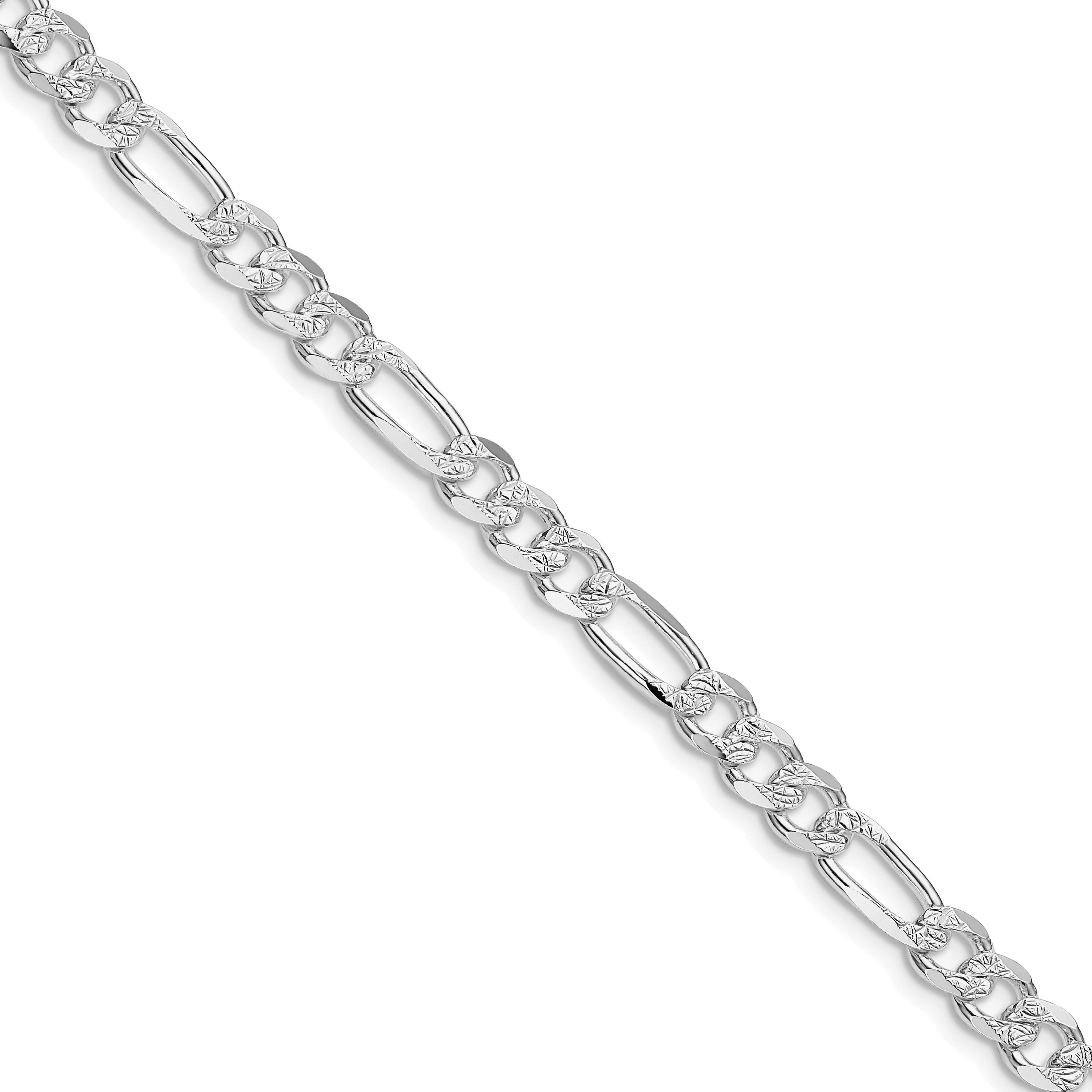 Sterling Silver Rhodium-plated 5.5mm Pav‚ Flat Figaro Chain