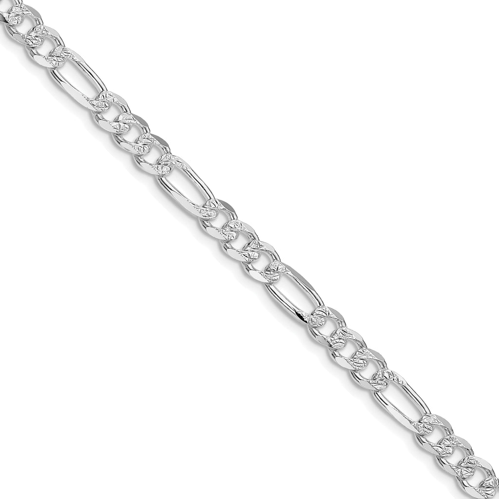 Sterling Silver Rhodium-plated 5.5mm Pav‚ Flat Figaro Chain