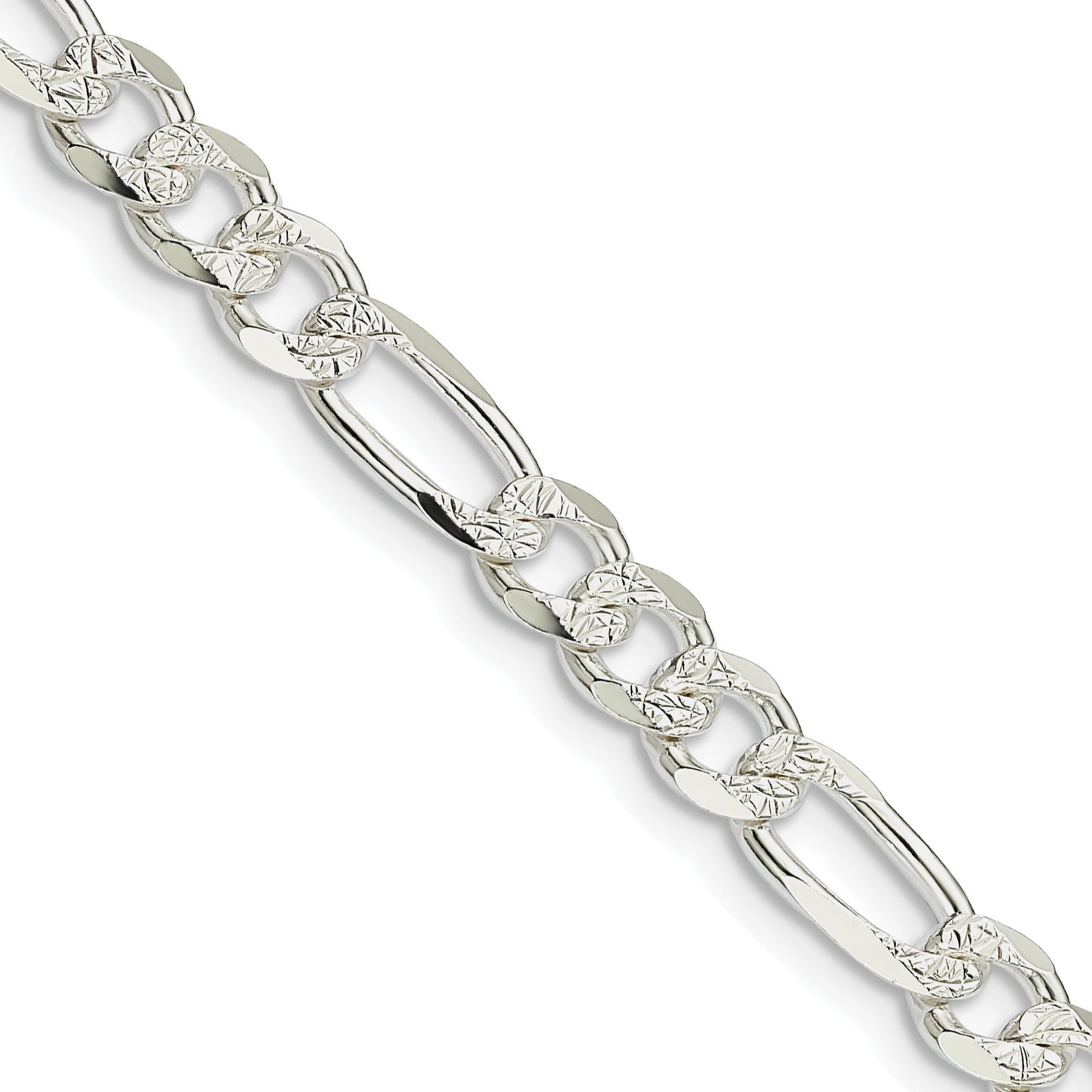 Pavé Flat Figaro Chain in Sterling Silver, 5.5mm Secondary image