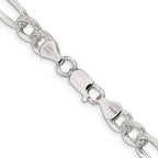 Sterling Silver 7.0mm Pav‚ Flat Figaro Chain