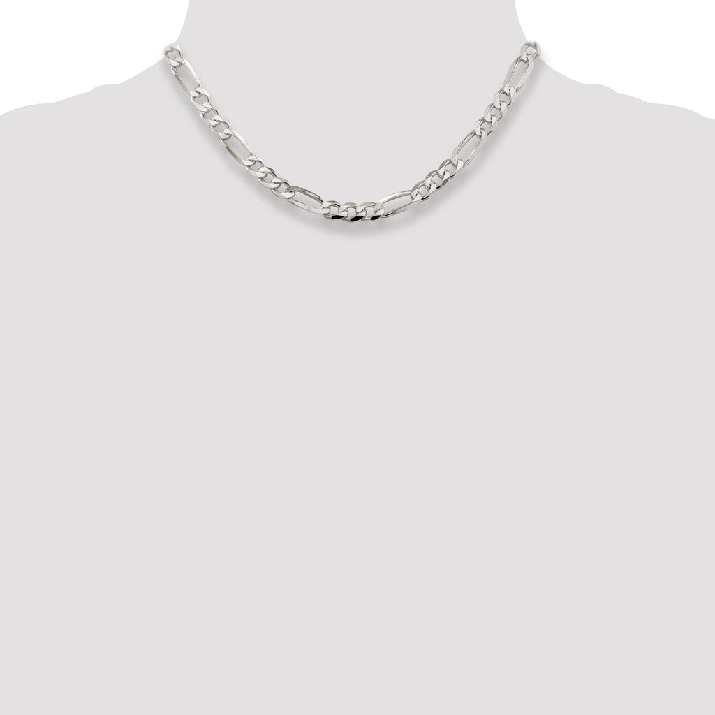 Sterling Silver 7.0mm Pav‚ Flat Figaro Chain