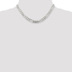 Sterling Silver 7.0mm Pav‚ Flat Figaro Chain