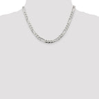 Sterling Silver 7.0mm Pav‚ Flat Figaro Chain