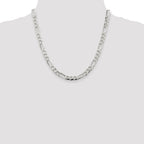 Sterling Silver 7.0mm Pav‚ Flat Figaro Chain