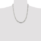 Sterling Silver 7.0mm Pav‚ Flat Figaro Chain