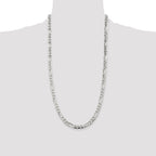 Sterling Silver 7.0mm Pav‚ Flat Figaro Chain