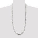 Sterling Silver 7.0mm Pav‚ Flat Figaro Chain
