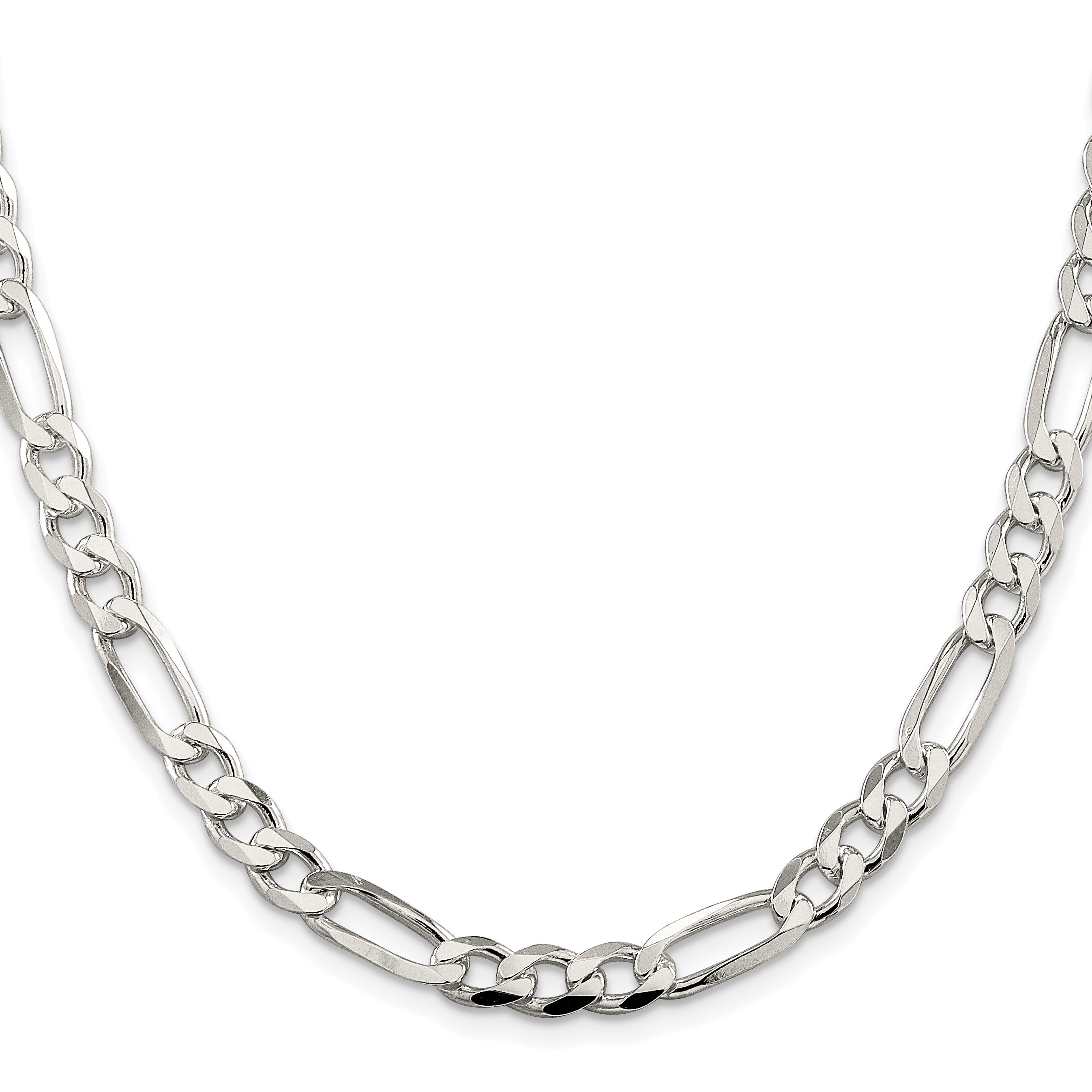Sterling Silver Rhodium-plated 6.75mm Pav‚ Flat Figaro Chain